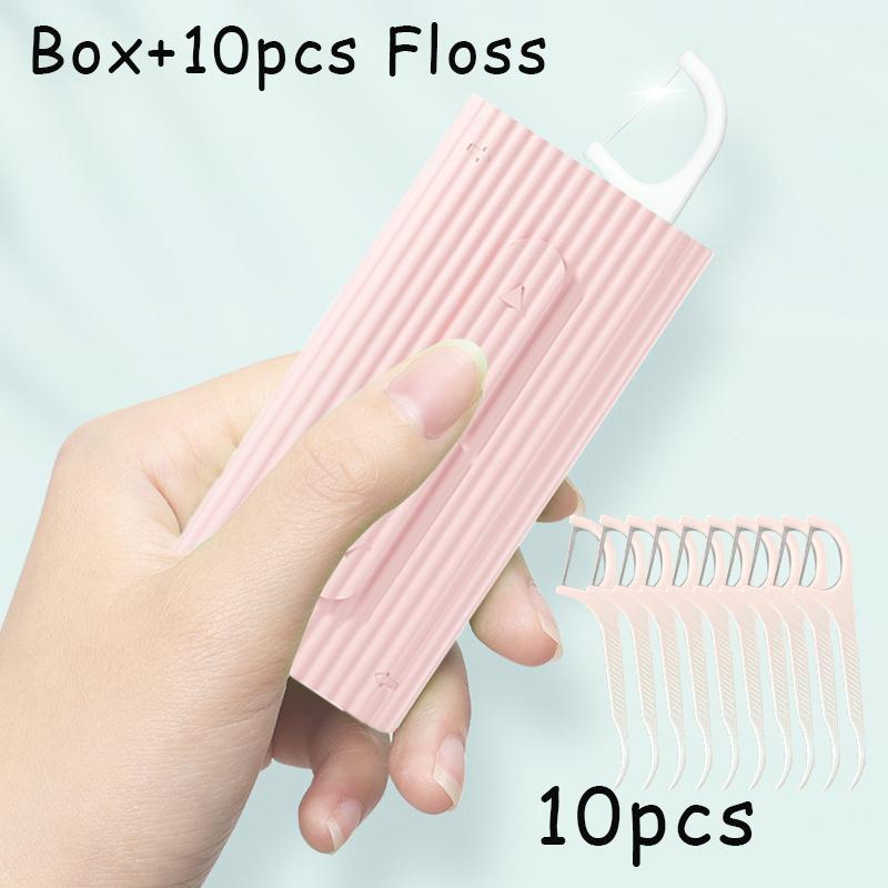 Portable Dental Floss with Double Side Outlet Storage Box, 10pcs set Dental Floss Pick Daily Oral Care Product, Oral Care Tool for Home & Travel, Christmas Gift