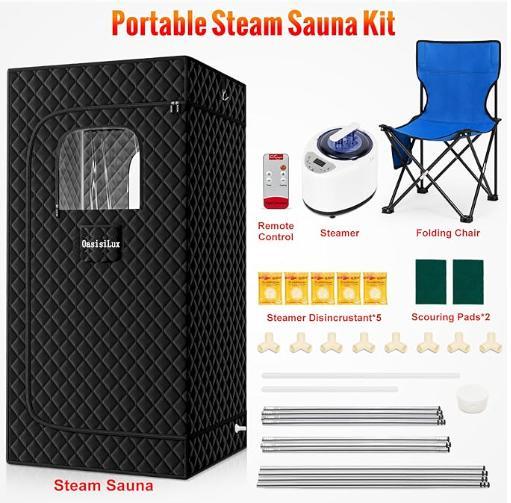 Portable Steam Sauna, Home Spa, Personal Steam Sauna, Portable Sauna for Home, Remote Control,Foldable Steam Sauna, Sauna Tent Sauna Box,Folding Chair Portable Foldable Portable Personal XL Portable home spa