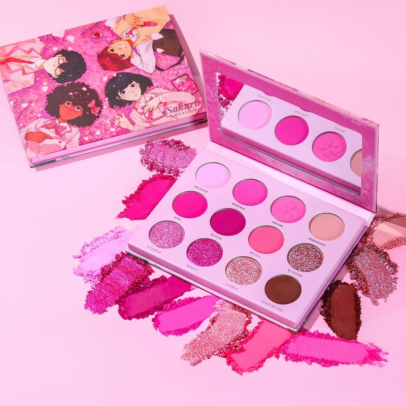 The Sakura Palette, Pink eyeshadow, Pigmented Mattes, Duochrome shimmer, Anime Makeup palette Cherry Color