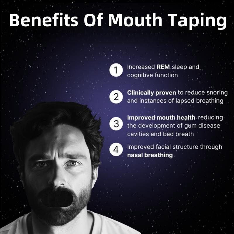 Mouth Tape (30 Pack) Black Soft Grade Fabric, Strong Hypoallergenic Adhesive, One Month Supply