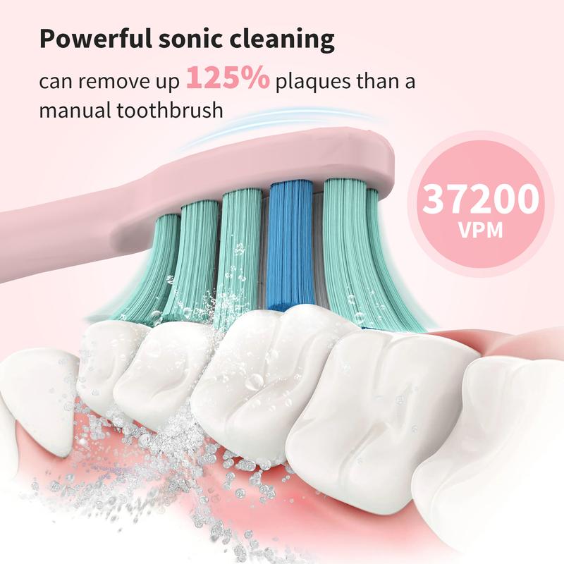 SEJOY Sonic Electric Toothbrush High Power 12 Brush Heads for Adults & Kids