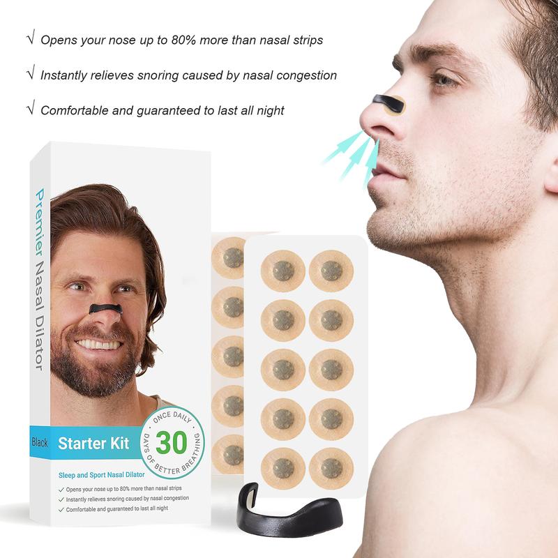 Nasal Strip Starter Kit (Pack of 15, Black) - Increases oxygen intake, reduces snoring and improves sleep quality - Sweat-proof, skin-safe nasal strips