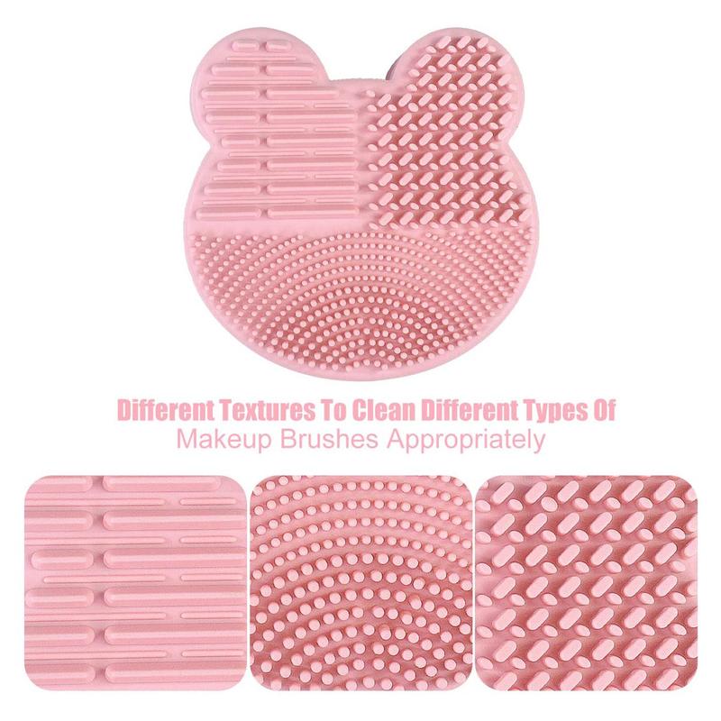 Makeup Brush Cleaning Pad With Cleaning Sponge, 1 Set 2-in-1 Design Silicone Cleaning Pad For Beginner, Makeup Tool Cleaner