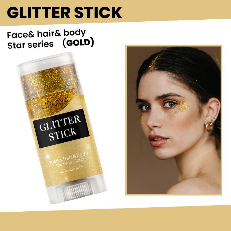 Glitter Luminizer Stick, 1 Count Body Glitter Stick for Christmas Gift, Face Glitter Stick, Shimmering Makeup Stick for Face and Body, Highlighter Makeup Stick for Party, Music Festival