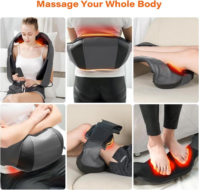 Electric Neck Massager, Neck and Back Massager with Heat, Shiatsu Massage Pillow for Neck, Back, Shoulder, Muscle Pain Relief, Ideal Fits for Parents (Gray-Remote Controller)