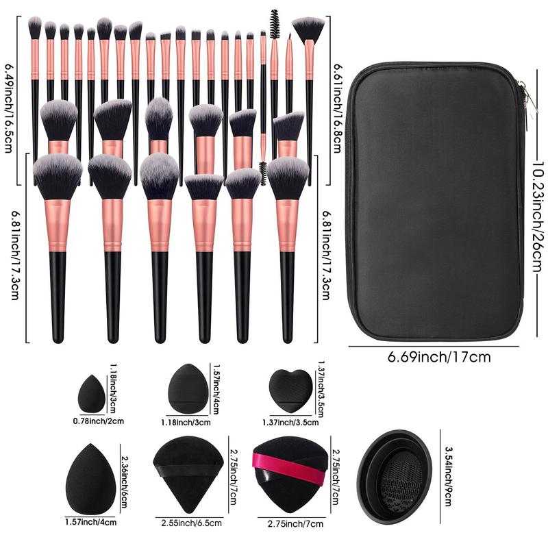 Professional Makeup Tool Kit, Cosmetic Brushes, Beauty Eggs, Beauty Blenders, Makeup Sponge, Power Puff, Cleaning Tool & Makeup Brush Storage Bag