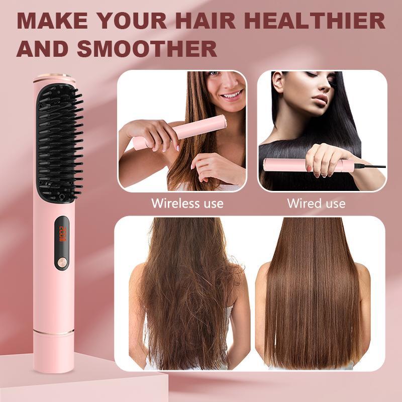 Hair Straightening Comb, 1 Count 5 Temperature Adjustment Hair Straightener with LED Display, Professional Hair Styling Tool for Home & Travel