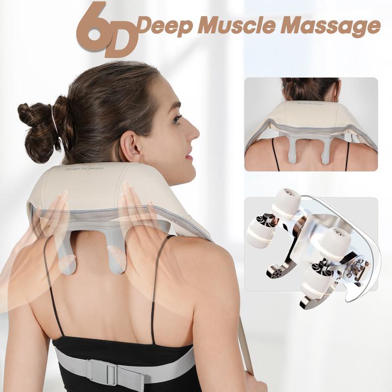 Shoulder and neck massager, wireless backbuckle design, sixth generation shiatsu shoulderand neck massager, massage trapezius muscle,massage lumbar, ideal gift, fall promotion, relaxstress, comfortable, cozy, hot sale, enjoy lifeComfort hip gray