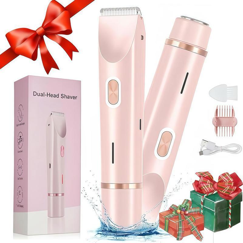 Electric Trimmer for Women, 1 Count Rechargeable 2 in 1 Body and Facial Epilator, Dual Heads for Painless Trimming of Face, Underarms and Legs