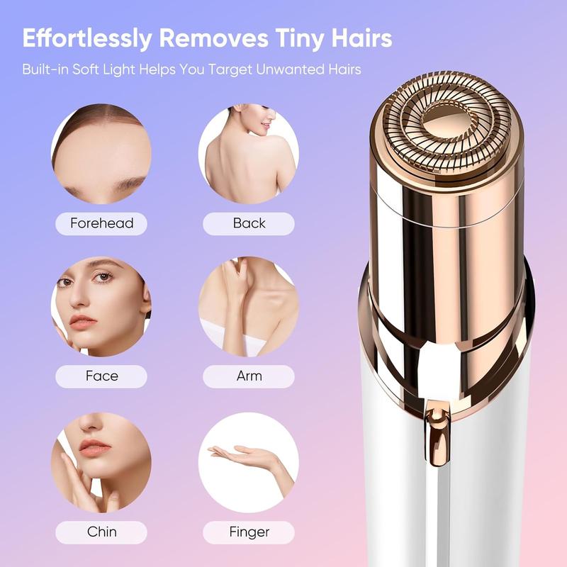 Facial Hair Remover for Women- as Seen on TV Painless Face Shaver -Mini Hair Remover, Electric Razor Shaver Portable Bikini Epilator for Lips, Chin, Armpit, Peach Fuzz, Fingers, Neck, Cheek (White)