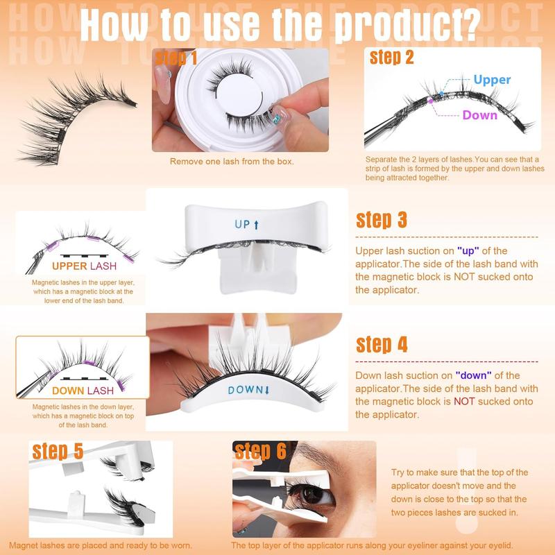 Magnetic Eyelashes Manga Natural Lashes Magnetic No Glue Needed Anime Eyelashes Strip Wispy False Eyelashes Magnetic Eye Lashes with Applicator Durable 1 Pair