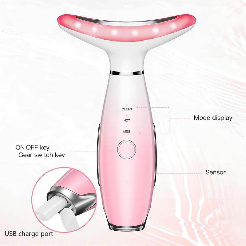 3 Color Constant Temperature Facial Massager, Vibration Face & Neck Beauty Instrument with 3 Modes, Personal Skin Care Appliances for Women, Christmas Gift