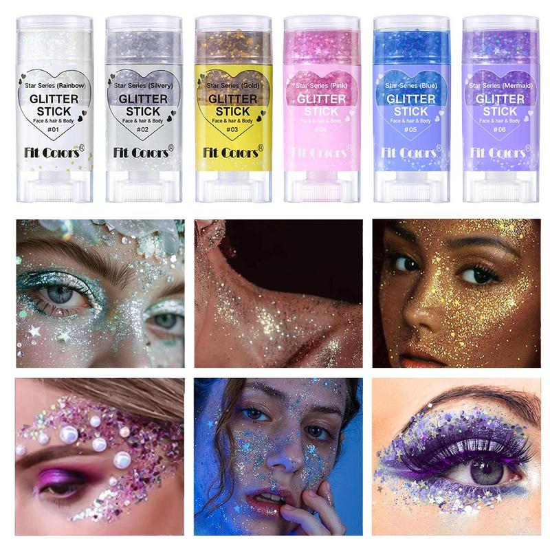 Glitter Body Paint Stick, 1 Count Long Lasting Shimmering Eye Shadow Stick, Sparkling Face Makeup Stick, Body Makeup for Festival Stage Makeup