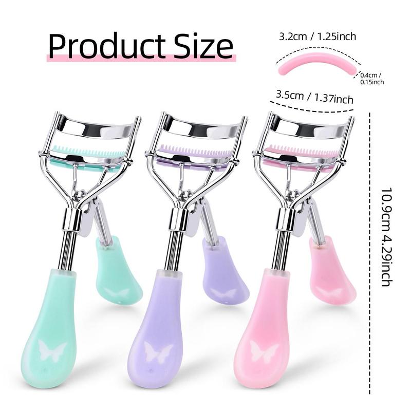 Portable Eyelash Curler with Silicone Pad, 1 Count Stainless Steel Eyelash Curler & 10pcs Replacement Pad, Eye Makeup Tool for Women, Christmas Gift