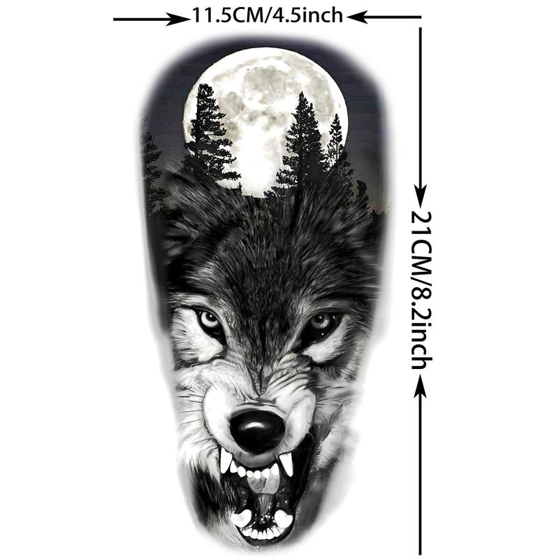 Wolf Pattern Temporary Tattoo Sticker, 8 Counts set Fake Hands Tattoo Sticker, Waterproof Body Decoration for Women & Men, Fake Tattoo, Christmas Gift