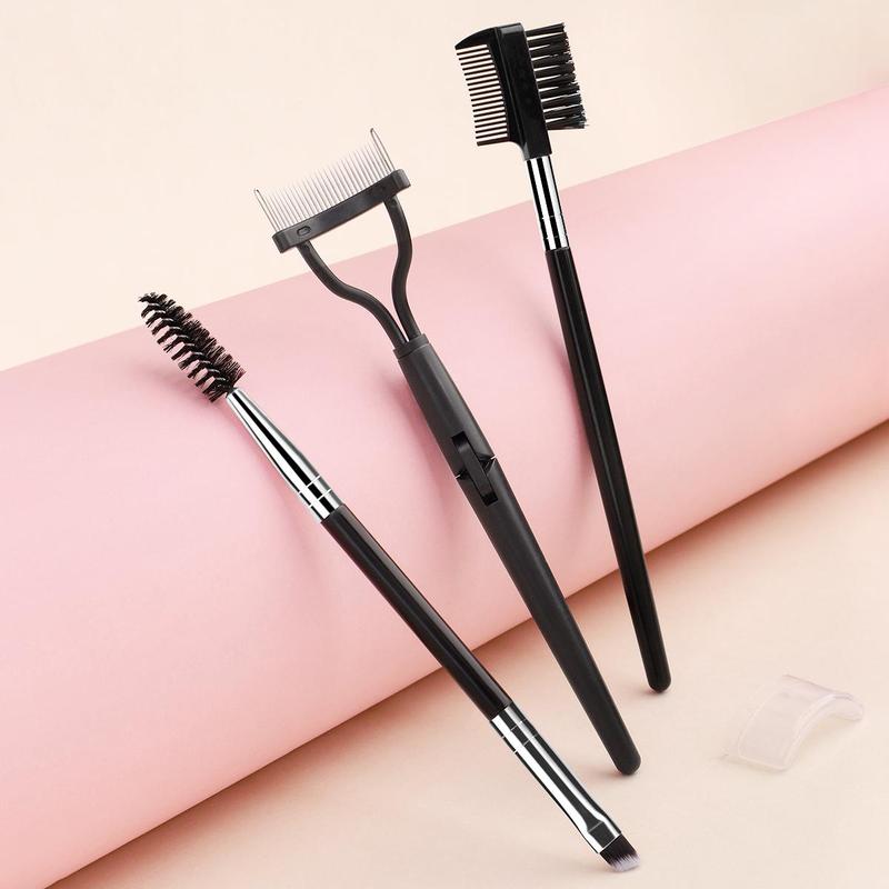 Professional Eyelash & Eyebrow Brush Set, 3 Counts set Double-ended Eyelash Comb & Eyebrow Brush & Eyelash Separator, Makeup Tool for Women