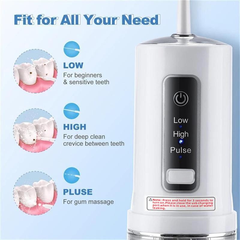 Portable Rechargeable Oral Irrigator, 1 Box 240ML Electric High-pressure Oral Irrigator with 4 Counts Nozzles, Water Flosser for Teeth, Electric Teeth Cleaner, Daily Water Flosser for Home & Travel, Gift for Christmas, Winter Gift