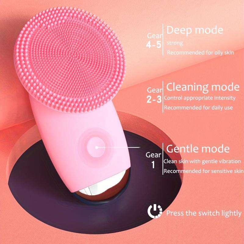 Electric Sonic Facial Cleansing Brush, Facial Cleanser Facial Cleaning Device, Face Scrubber Attraction Face Brush, Cleaning Milk Silica Gel Purple Face Brush, Face Cleaning Tool