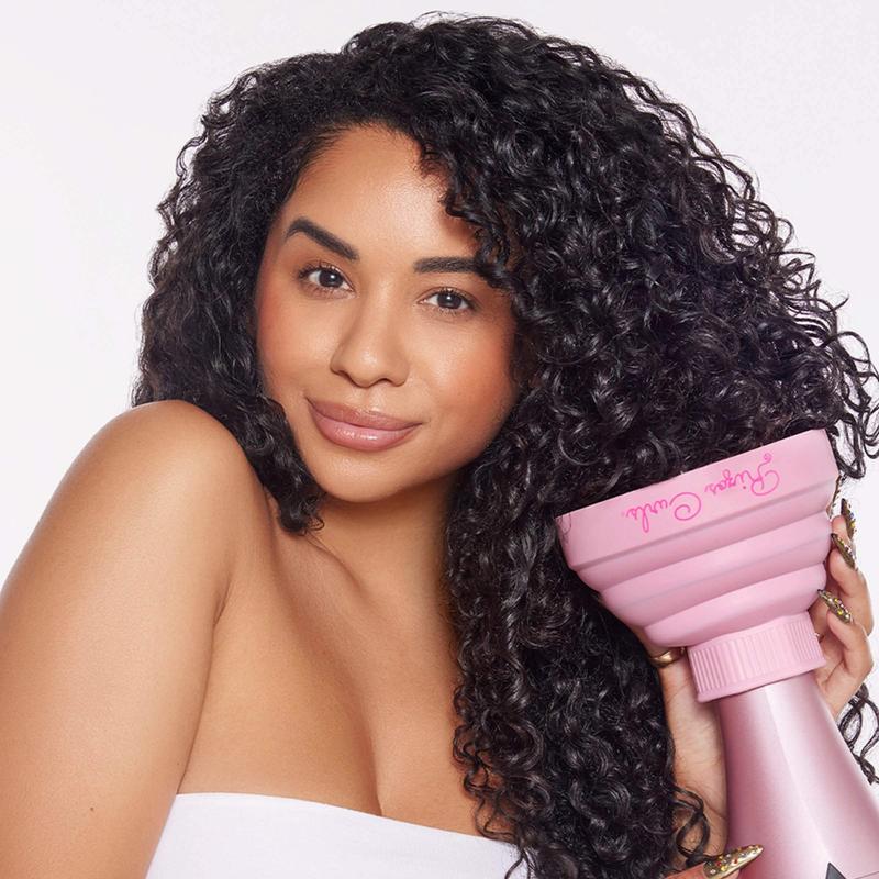 Pink Collapsible Hair Diffuser for Drying Curls Silicone Lightweight