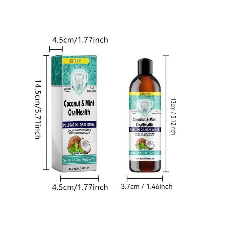 Coconut Oil Mouthwash Set, 4 Counts set Gentle Breath Freshening Mouthwash & Tongue Scrapers, Oral Care Product for Men & Women, Christmas Gift