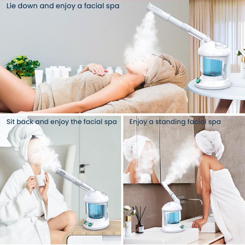 Fulog Portable Facial Steamer, Summer Comfort - Nano Ionic Face Steamer with Extendable 360° Rotating Arm - Portable Facial Steamer for Personal Care at Home or Salon,Perfect Gift Christmas,Thanksgiving Day