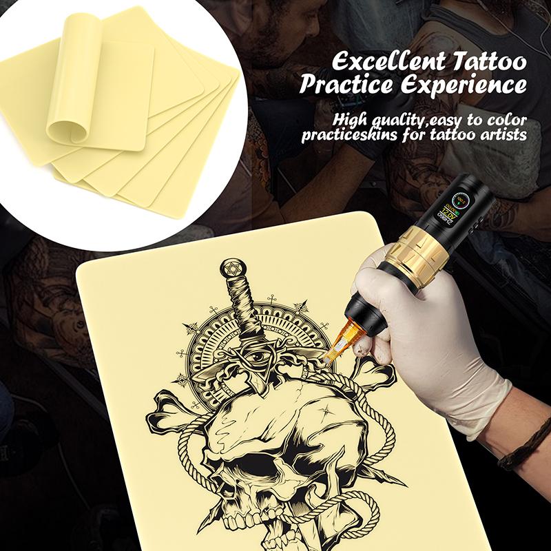 TAIDU Tattoo Silicone Practice Skin 6pcs Size 7.6X11.4 Inch 3mm Thickness Soft Silicone Fake Skins for Beginners and Tattoo Artists Cosmetics