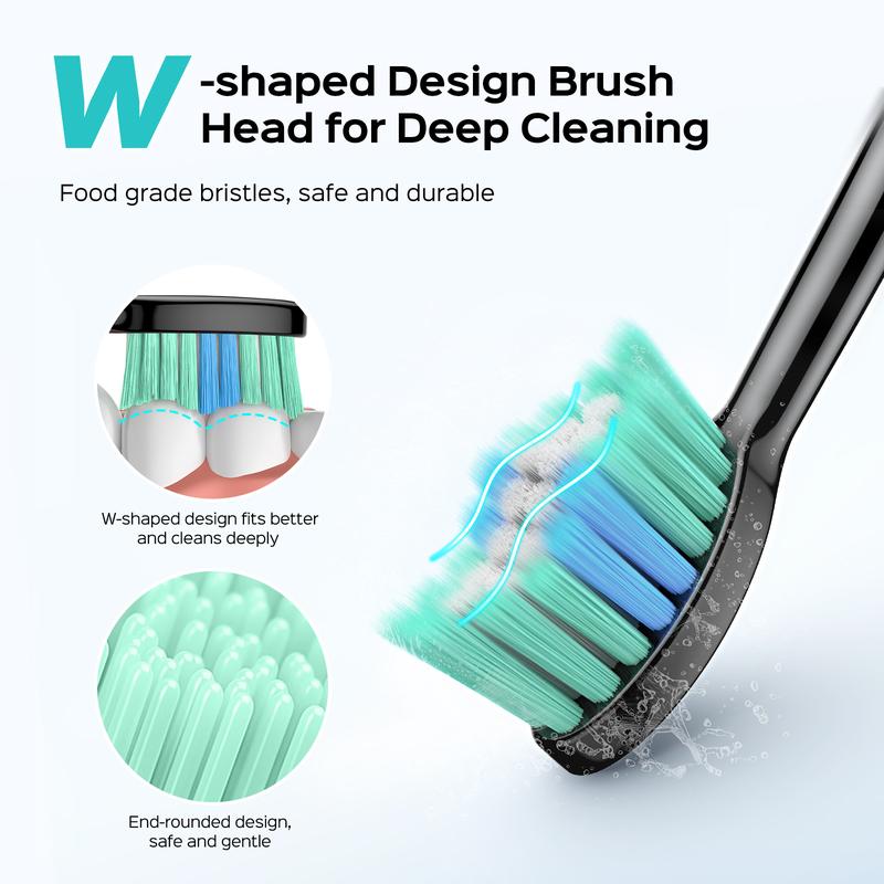 COSLUS Electric Toothbrush with 6 Replacement Brush Heads, 47,000 VPM, 10x Cleaning Power, Wireless Inductive Charging Stand, IPX7 Waterproof, Includes Mini Travel Case for Easy Travel, Suitable for Whole Family Use