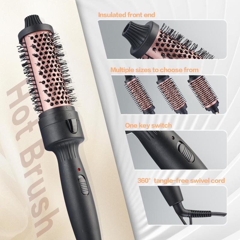 3 in 1 Curling Iron Brush, 1 Set Constant Temperature Hair Curling Wand with Replacement Heads, Hair Styling Tool for Home Salon Use, Christmas Gift