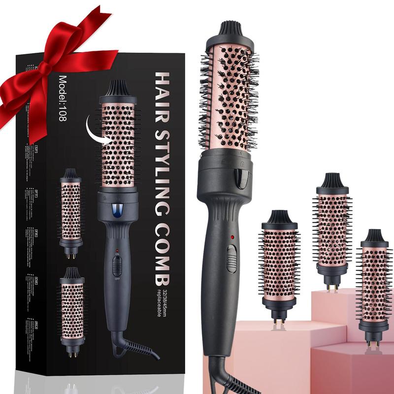 3 in 1 Curling Iron Brush, 1 Set Constant Temperature Hair Curling Wand with Replacement Heads, Hair Styling Tool for Home Salon Use, Christmas Gift