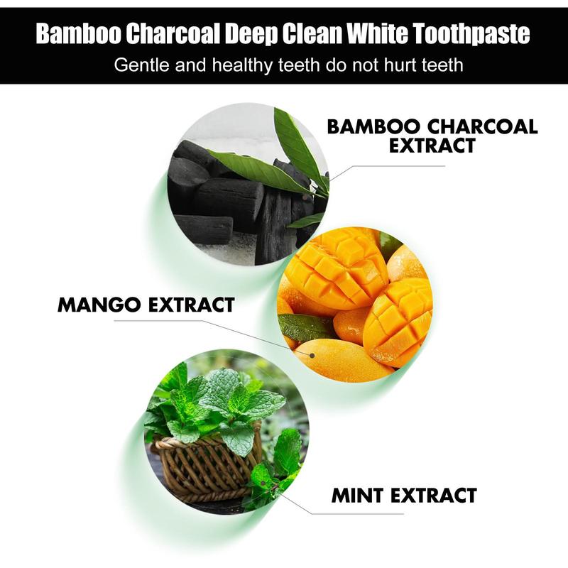 Bamboo Charcoal Deep Cleansing Toothpaste & Tooth Powder Set, 2 Boxes Oral Care Toothpaste & Tooth Powder, Daily Teeth Care Products