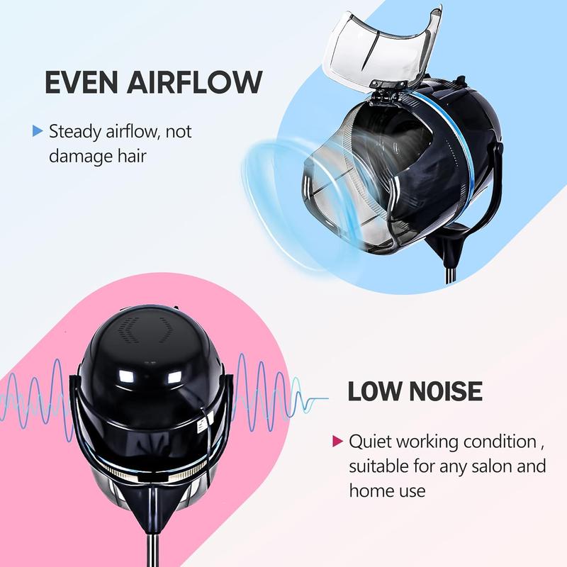 Stand Up Hair Dryer 1300W Adjustable Floor Hooded Bonnet Hair Dryers with Rolling Wheels Professional Salon Equipment for Beauty Home Hair Drying