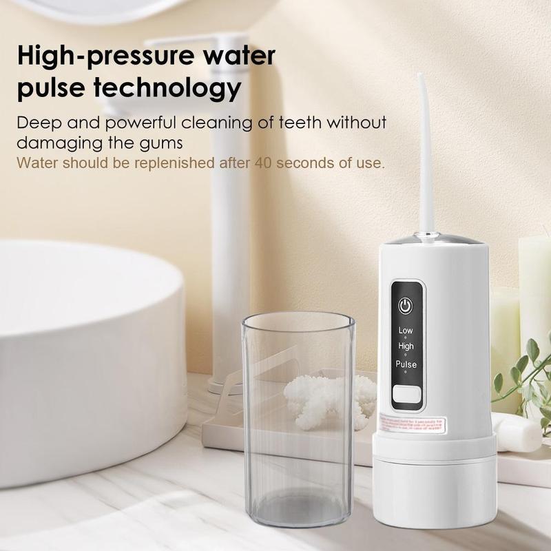 Portable Rechargeable Oral Irrigator, 1 Box 240ML Electric High-pressure Oral Irrigator with 4 Counts Nozzles, Water Flosser for Teeth, Electric Teeth Cleaner, Daily Water Flosser for Home & Travel, Gift for Christmas, Winter Gift