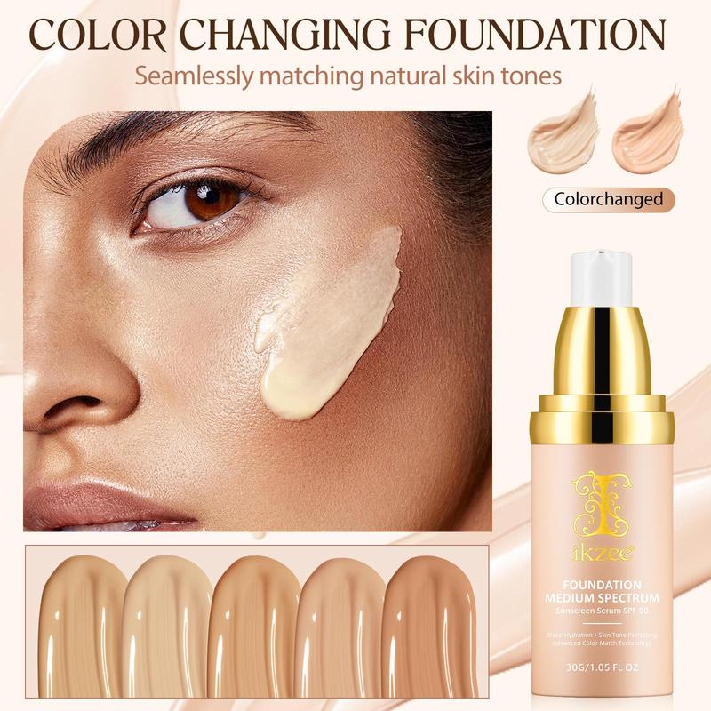 Color Changing Liquid Foundation, 2 Counts Long Lasting Moisturizing Foundation, Lightweight Concealer Foundation, Makeup Product for Women & Girls