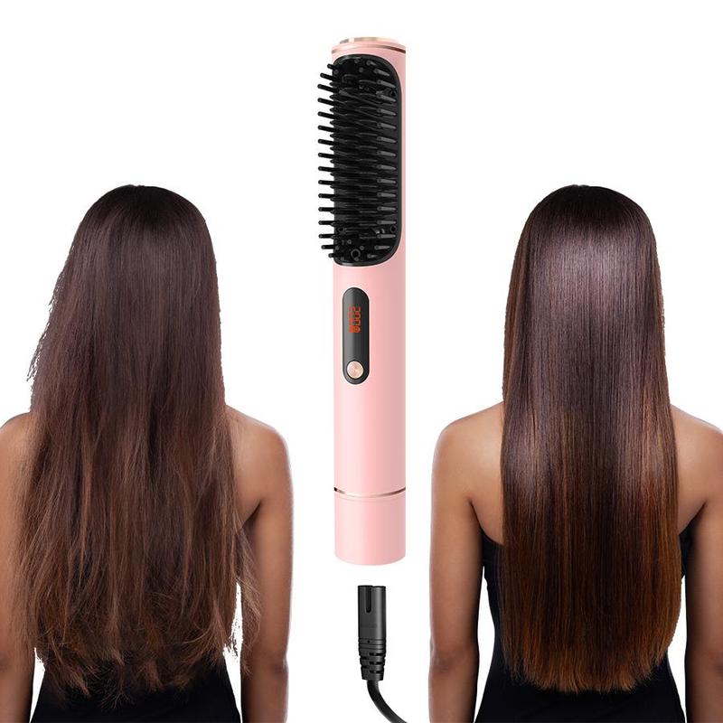 Hair Straightening Comb, 1 Count 5 Temperature Adjustment Hair Straightener with LED Display, Professional Hair Styling Tool for Home & Travel