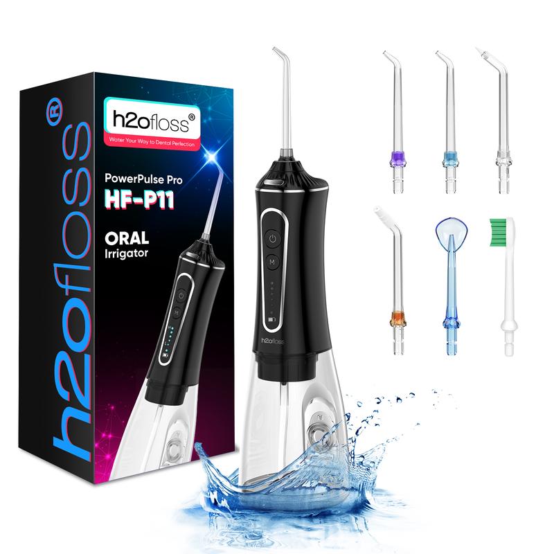 H2ofloss Water Flosser 300ML - 5 Modes, IPX7 Waterproof, Cordless Oral Irrigator P11-Black