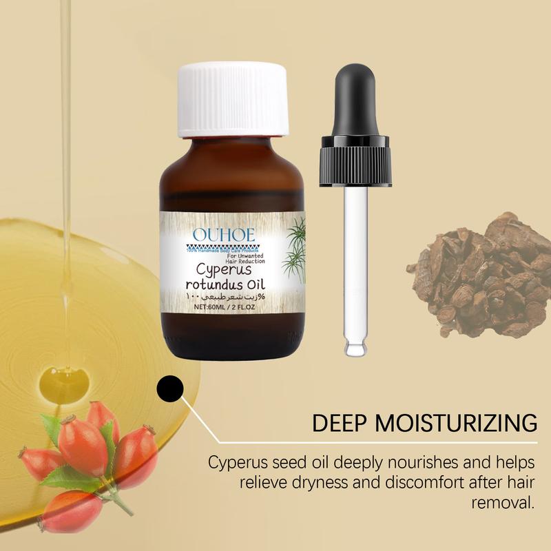 Cyperus Rotundus Oil (60ml), Natural Body Essential Oil for Reducing Body Hair,  Body Care Oil for Women & Men Daily Use