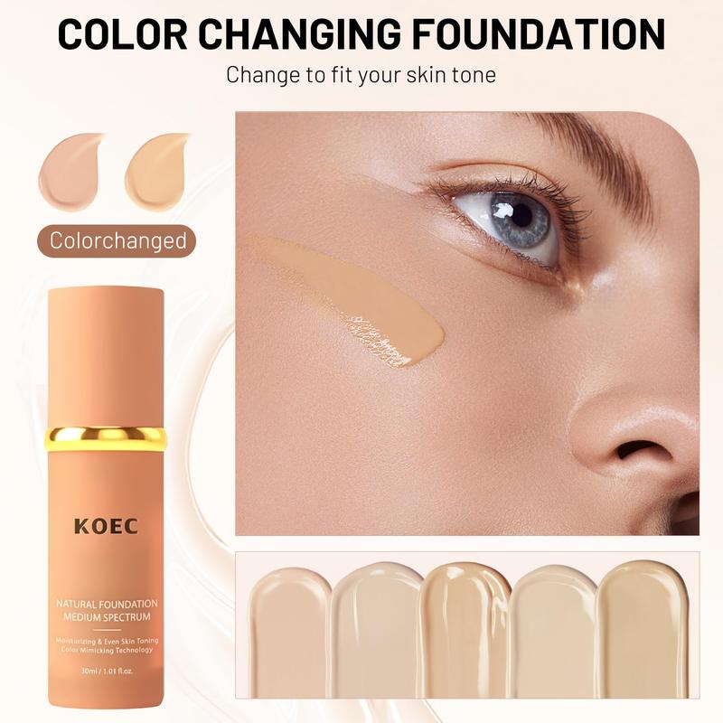 KOEC - 4 In 1 Foundation, Concealer Coverage - Medlium Shade For Compiete Makeup Look Long Wear Foundation Cosmetic Clear Color Viral Concealer Foundation Tiktok Korean Cosmetics Beauty Makeup Concealer Luxury Grace