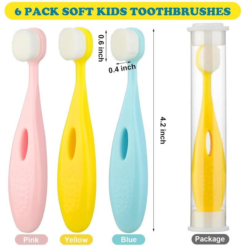 6 Pieces  Extra Soft Nano Toothbrush  Bristles Toothbrush  Micro Nano Manual Toothbrush Set with 20000 Bristles for Age 1 and Above Boys Girls Gum Protecting Cleaning (Cute Style)