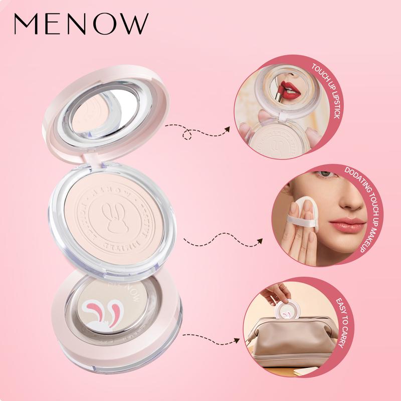 MENOW Cute Bunny Powder, Soft Focus Oil Control Makeup Holding Powder, Invisible Pores, Lightweight Waterproof and Sweatproof Makeup Holding Up to 12 Hours, Multi Skin Nourishing Ingredients