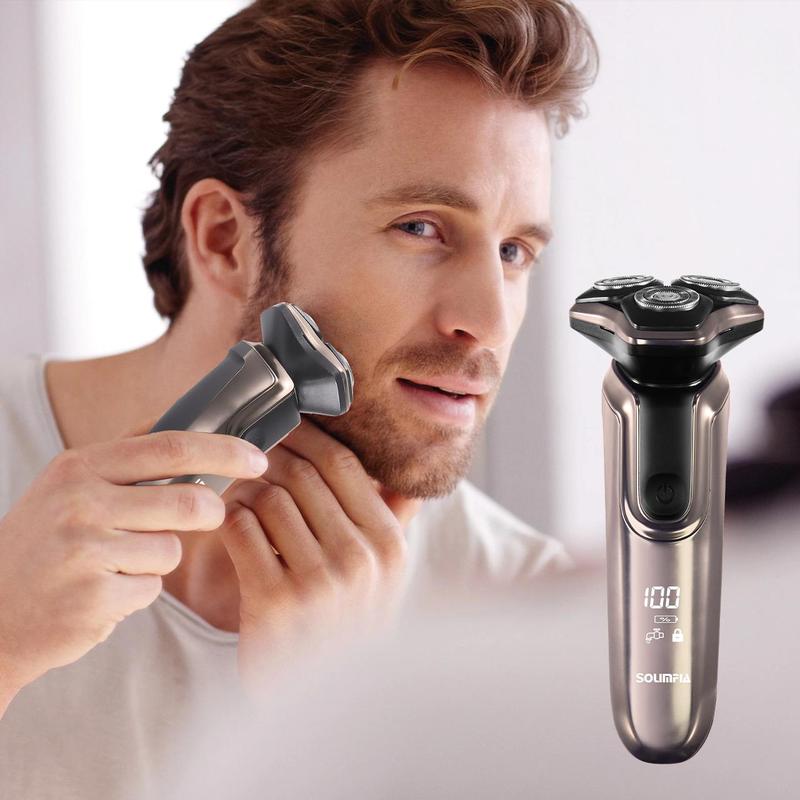 Electric Shaver, 1 Box Waterproof Electric Razor with Pop-Up Trimmer Head & Accessories, Wet and Dry Use Electric Shaver for Men