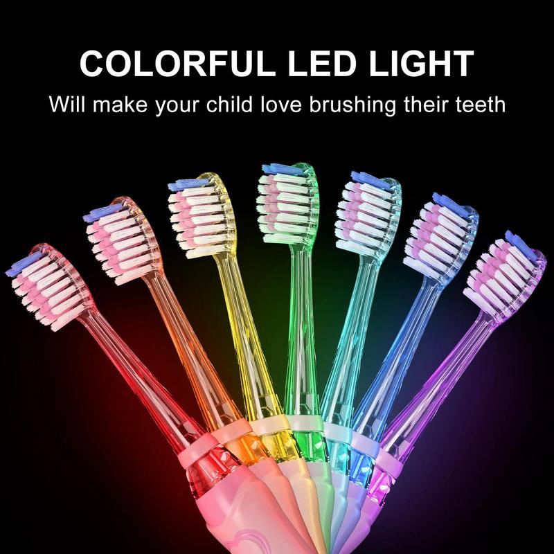 Electric Toothbrush for Kids, 1 Box Battery Powered Sonic Toothbrush with Colorful LED Light, Soft Bristles Teeth Cleaning Oral Care Tool for Children