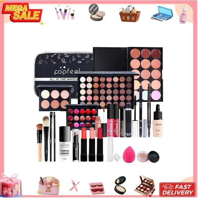 All in One Makeup Kit for Women Full Kit Girls Makeup Gift Sets Xmas Essential Bundle Include Eyeshadow Palette Lipstick Blush Concealer Eyeliner Clear Color