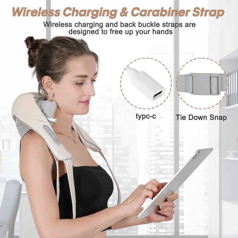 Shoulder and neck massager, wireless backbuckle design, sixth generation shiatsu shoulderand neck massager, massage trapezius muscle,massage lumbar, ideal gift, fall promotion, relaxstress, comfortable, cozy, hot sale, enjoy lifeComfort hip gray