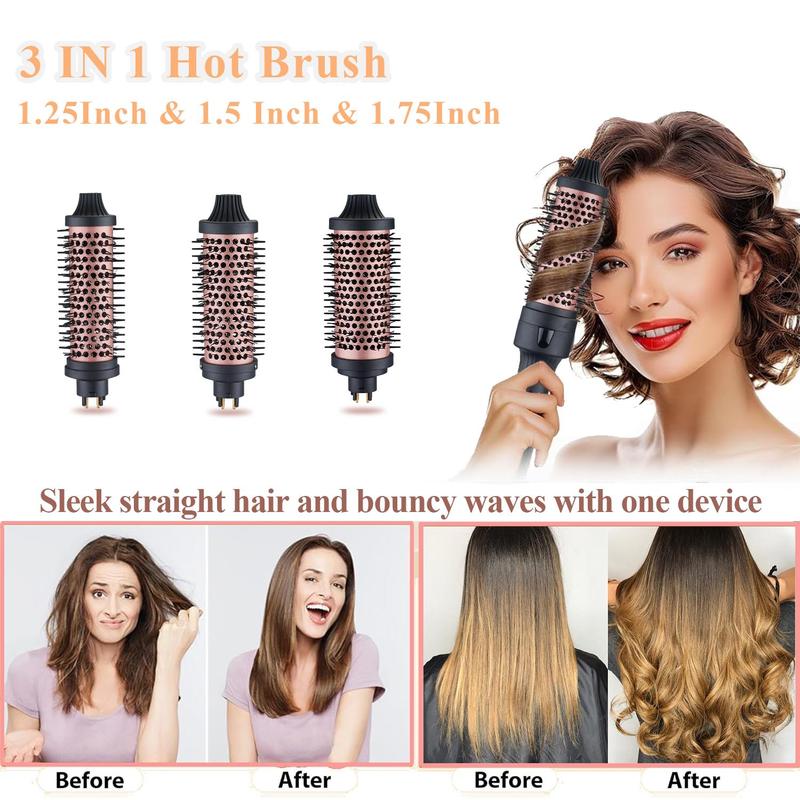 3 in 1 Curling Iron Brush, 1 Set Constant Temperature Hair Curling Wand with Replacement Heads, Hair Styling Tool for Home Salon Use, Christmas Gift