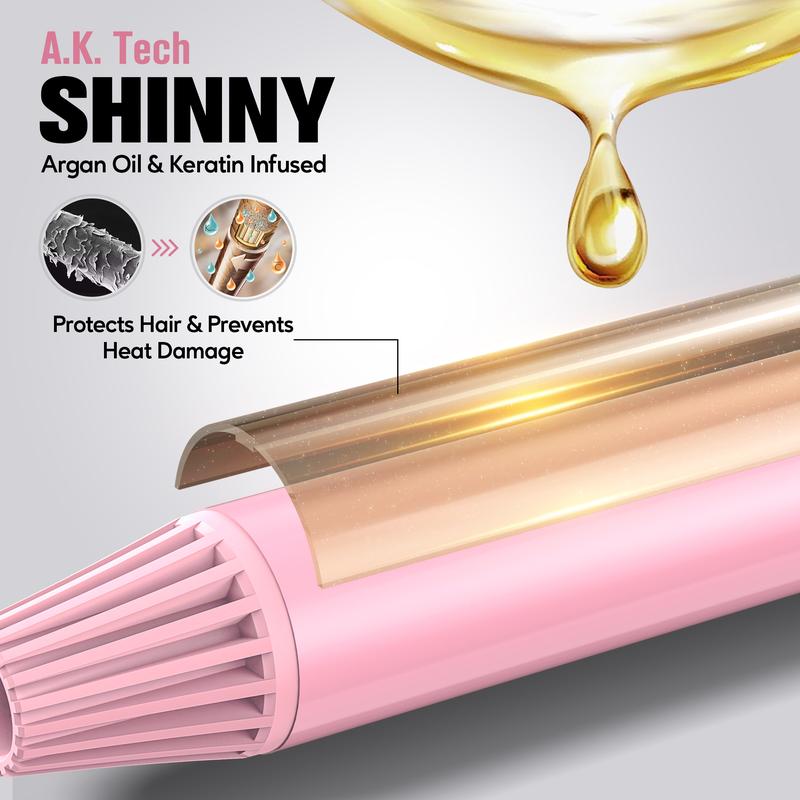 FARERY Long Barrel Curling Iron, 11 Adjustable Temp, Include Clips & Silicone Pad, Sakura Pink