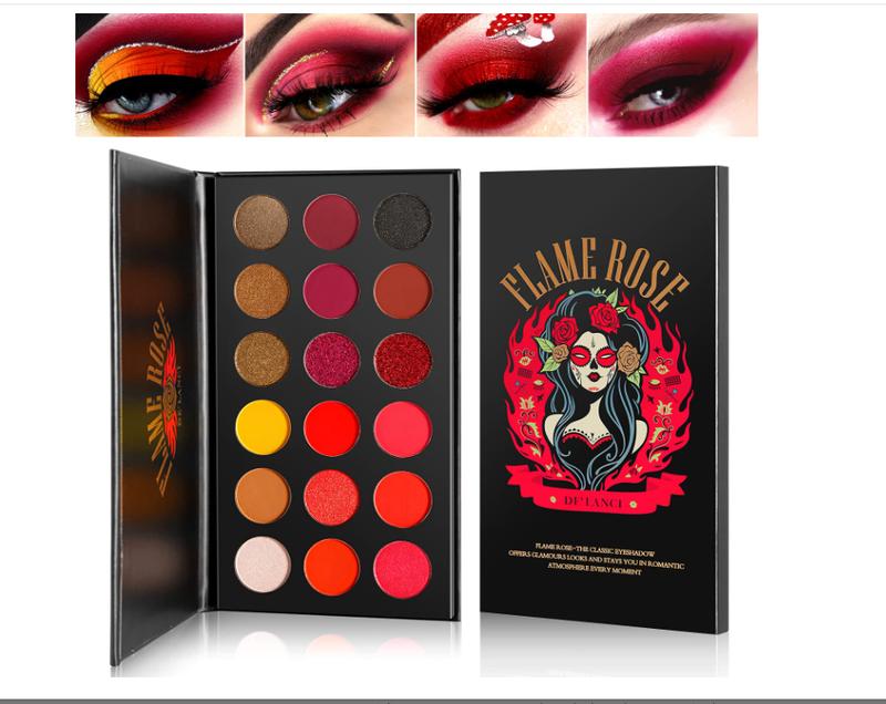 Afflano Red Eyeshadow Palette Highly Pigmented, Long Lasting True Red Eye Shadow Christmas Clown SFX Halloween Makeup Pallet Matte Shimmer