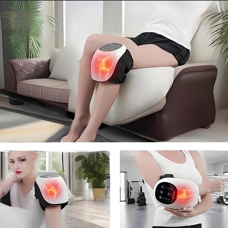 Updated Edition 3-in-1 Cordless Knee Massager with Heat, Red Light and Massage Therapy-White Adjustable Comfort