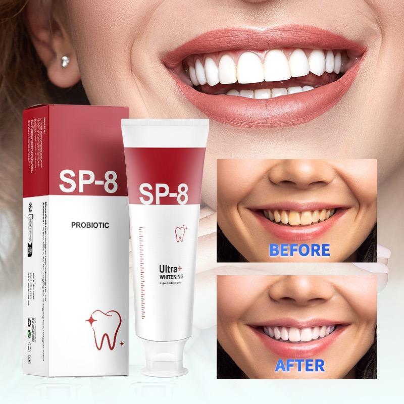 SP-8 Probiotic Toothpaste: Gently cleanses and whitens teeth, removes smoke and coffee stains, freshens breath whitening and oral care gift.SP-8 Probiotic Ultra+ Whitening Healthy Toothpaste - Deep Clean, Refresh Breath, Care for the Mouth Cleansing