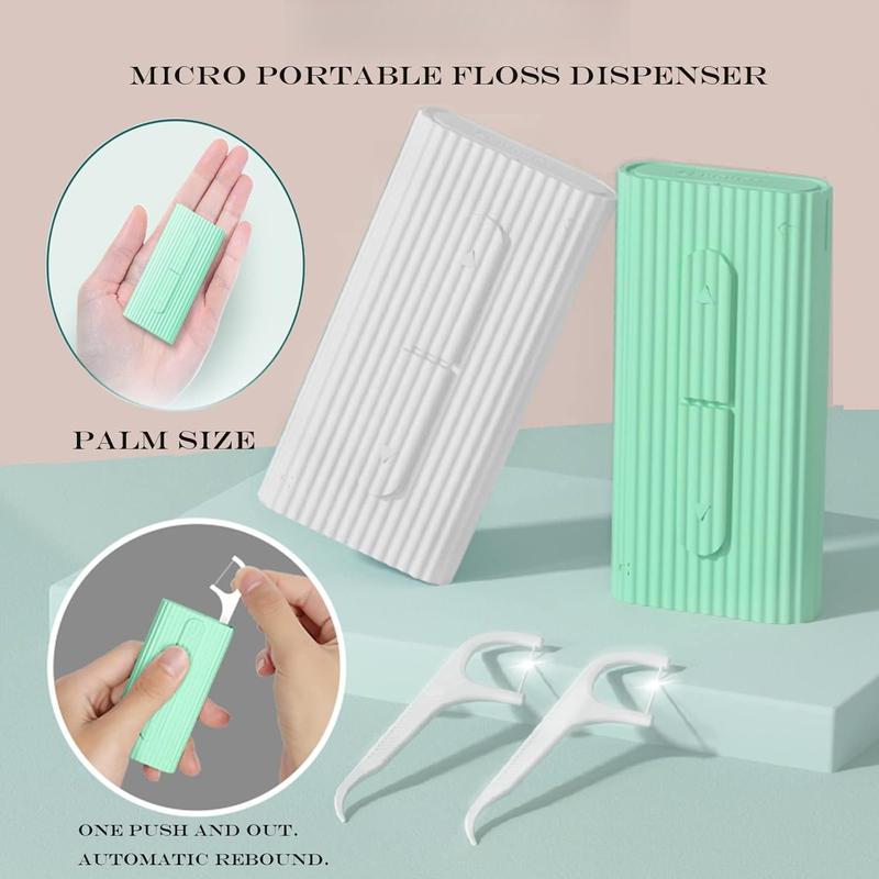 Portable  Floss Picks Dispenser 2Box,Travel Floss Storage Case with Adult Toothpicks Flosser Sticks 80 Count,Portable Floss Case for  Care Teeth Cleaning  Tool (Whit)