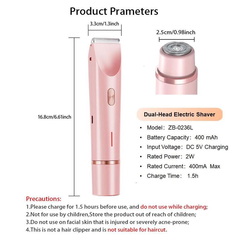 2 in 1 Electric Hair Shaver Trimmer for Women, Waterproof Wet & Dry Use Body Hair Trimmer & Face Shaver, Rechargeable Hair Removal Tool for Bikini Leg Arm Underarm Face, Trimmer Set, Epilator Hair